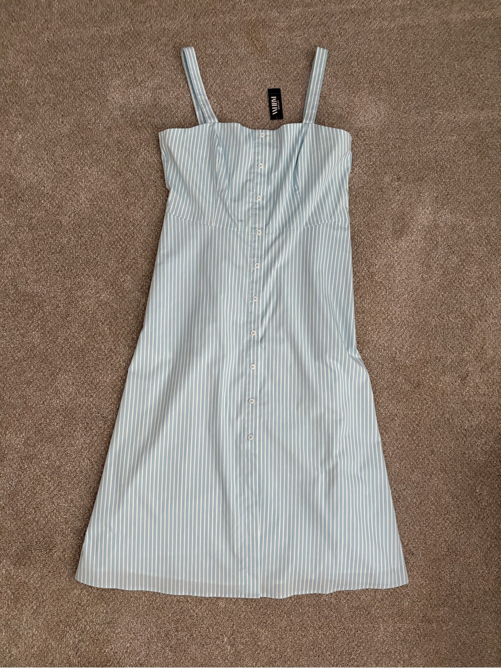 White House Black Market Light Blue & White Striped Midi Dress